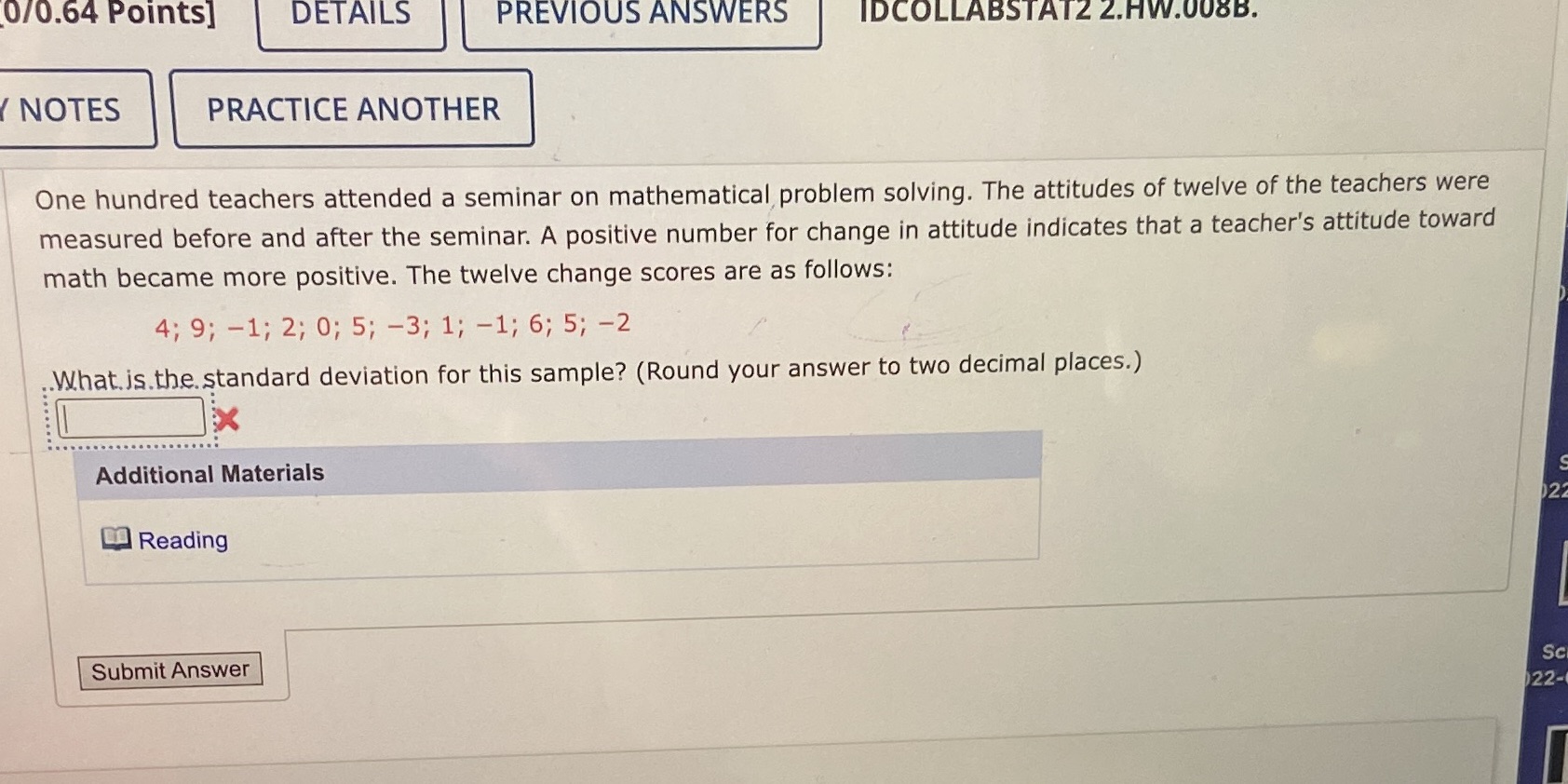  0/0.64 Points] DETAILS PREVIOUS ANSWERS IDCOLLABSTAT2 2.HW.008B. NOTES PRACTICE ANOTHER One