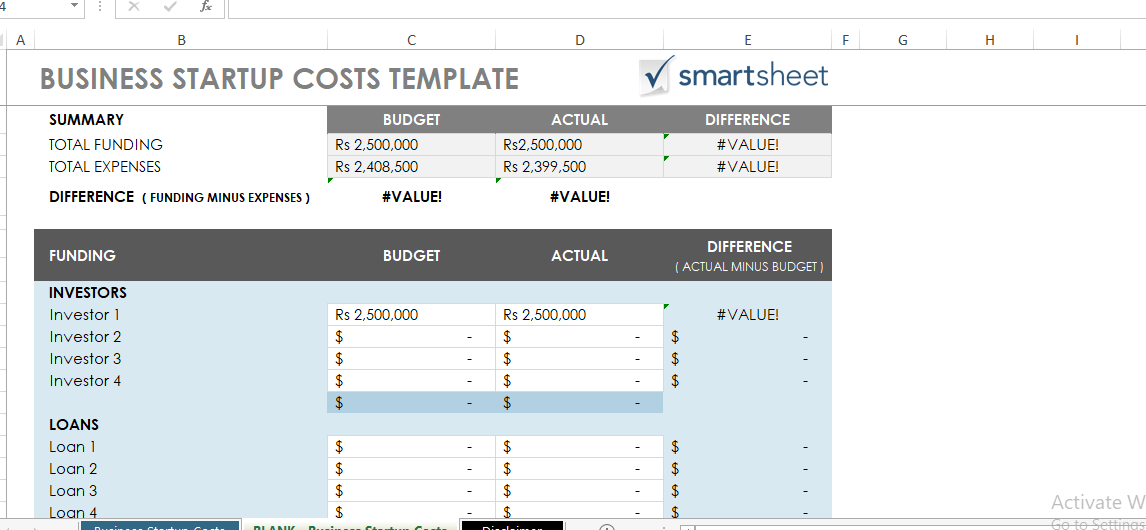 X A B C D E F G H BUSINESS STARTUP