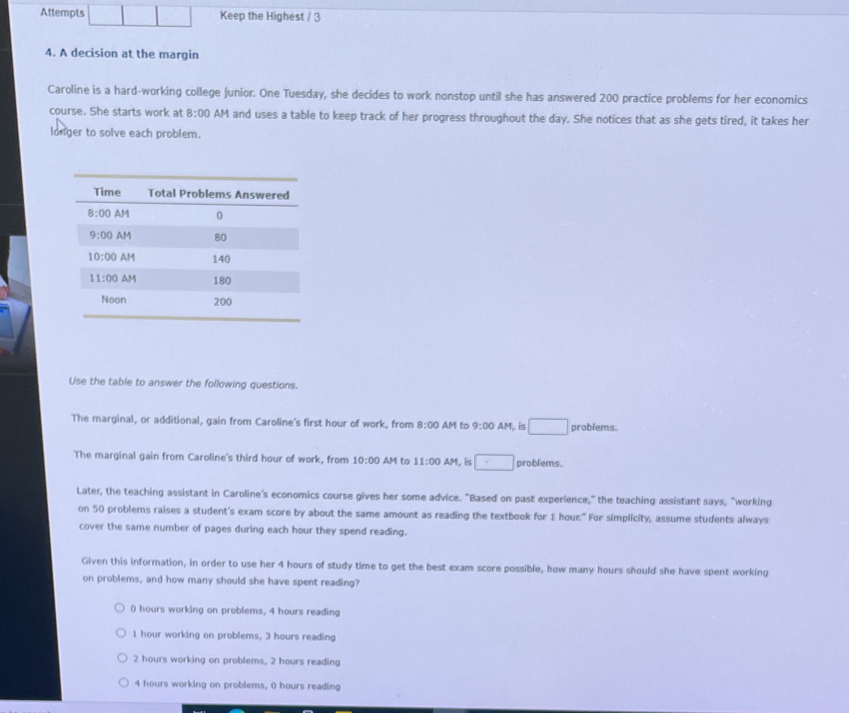 Attempts Keep the Highest / 3 4. A decision at the