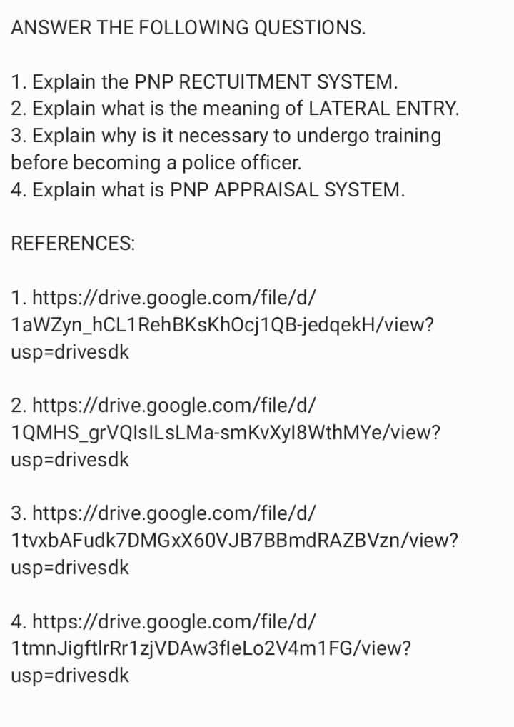 Please answer the following. ANSWER THE FOLLOWING QUESTIONS. 1. Explain the PNP