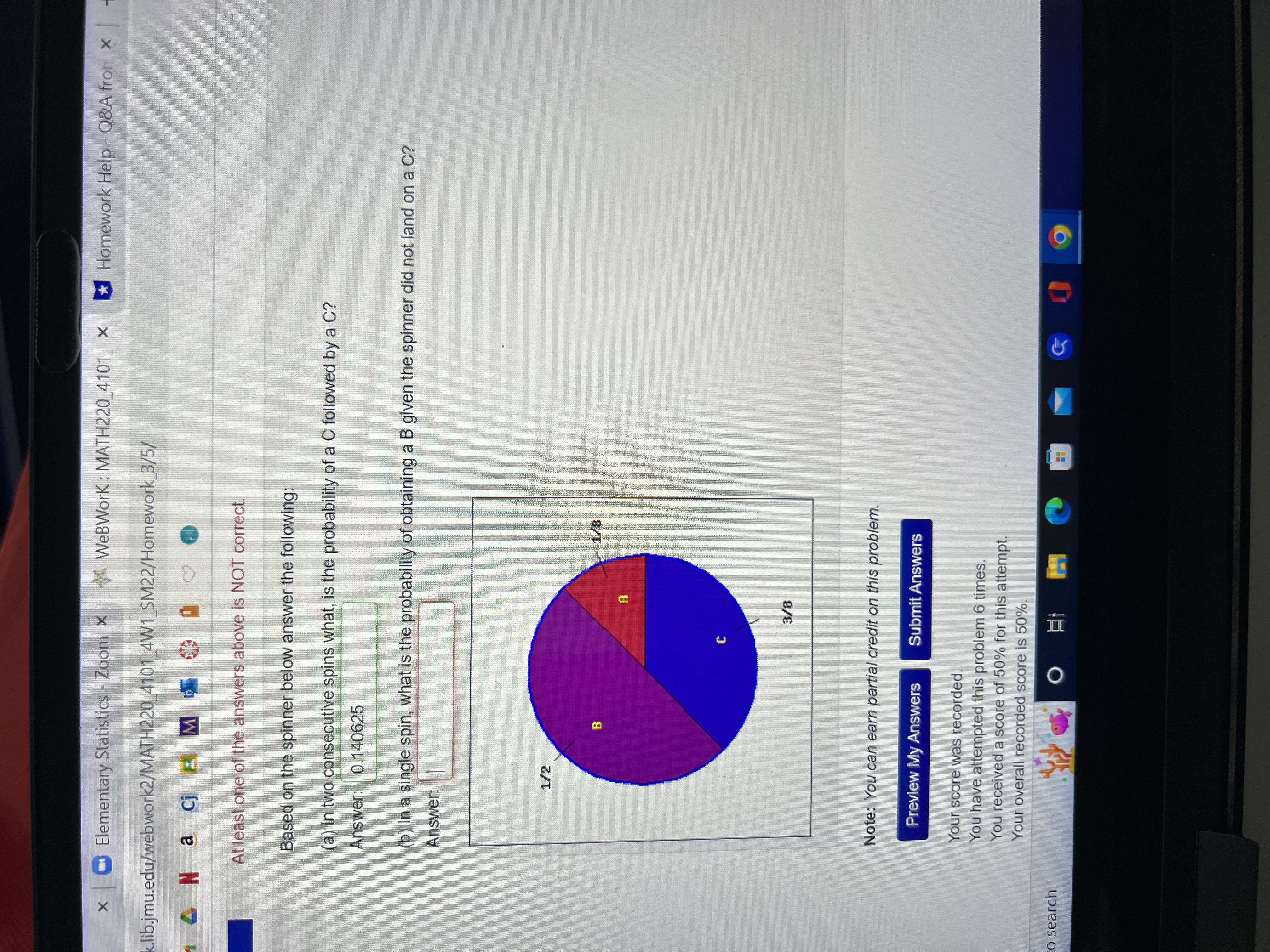  X Elementary Statistics - Zoom x WeBWork : MATH220_4101 x Homework