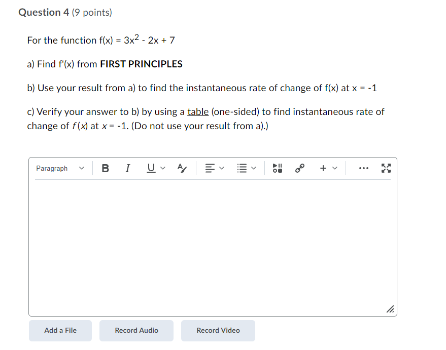  Question 4 {9 points] For the function fix) = 3x2 -