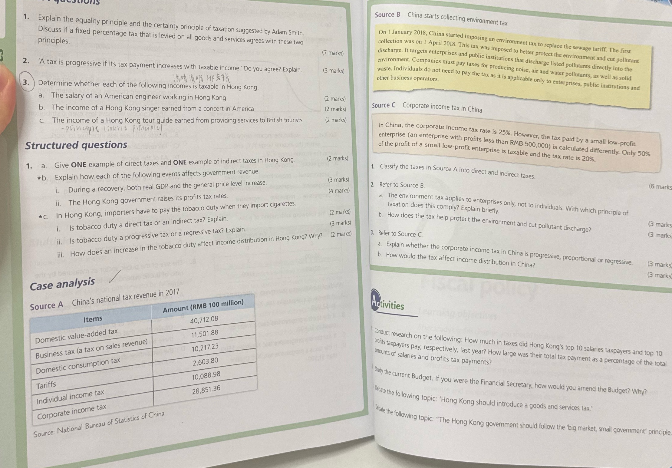 how to solve the case analysis part Source B China starts collecting