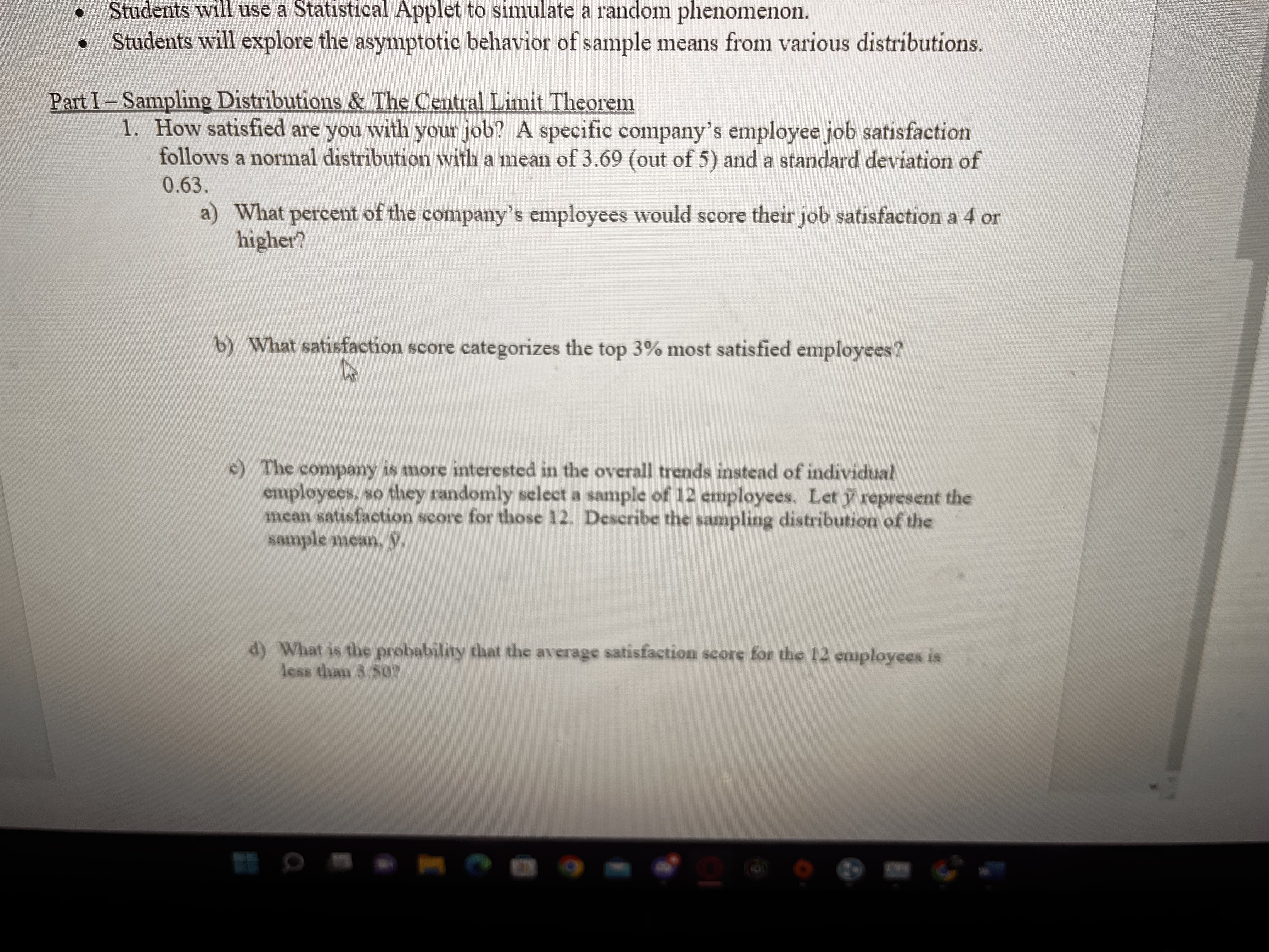 Students will use a Statistical Applet to simulate a random phenomenon.