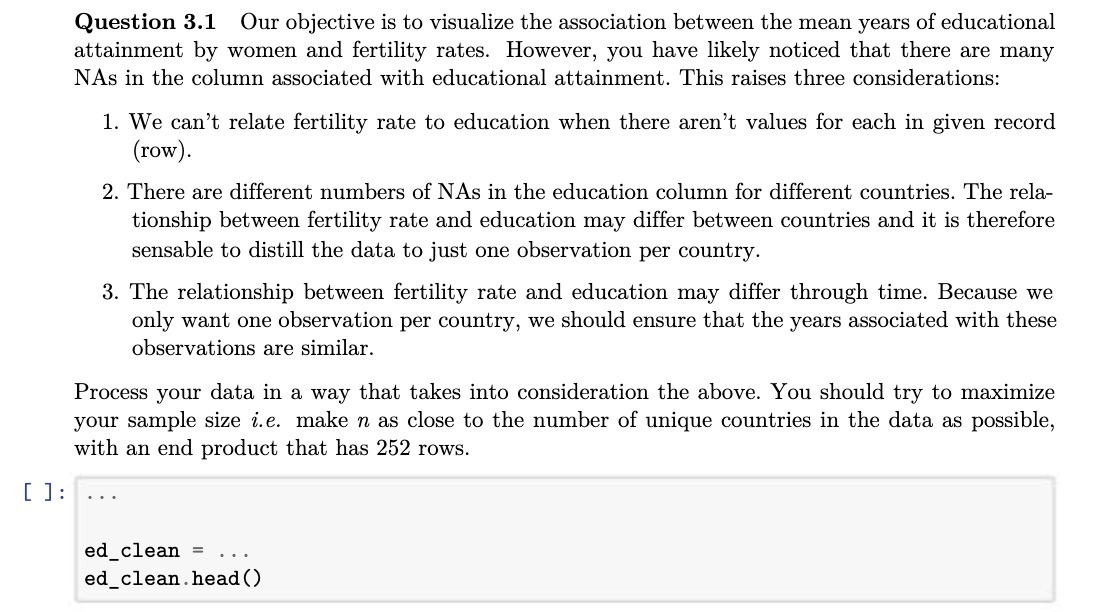 I 1 Question 3.1 Our objective is to visualize the association