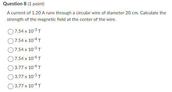  Questien B [1 point] A current {if 1.20 A runs through