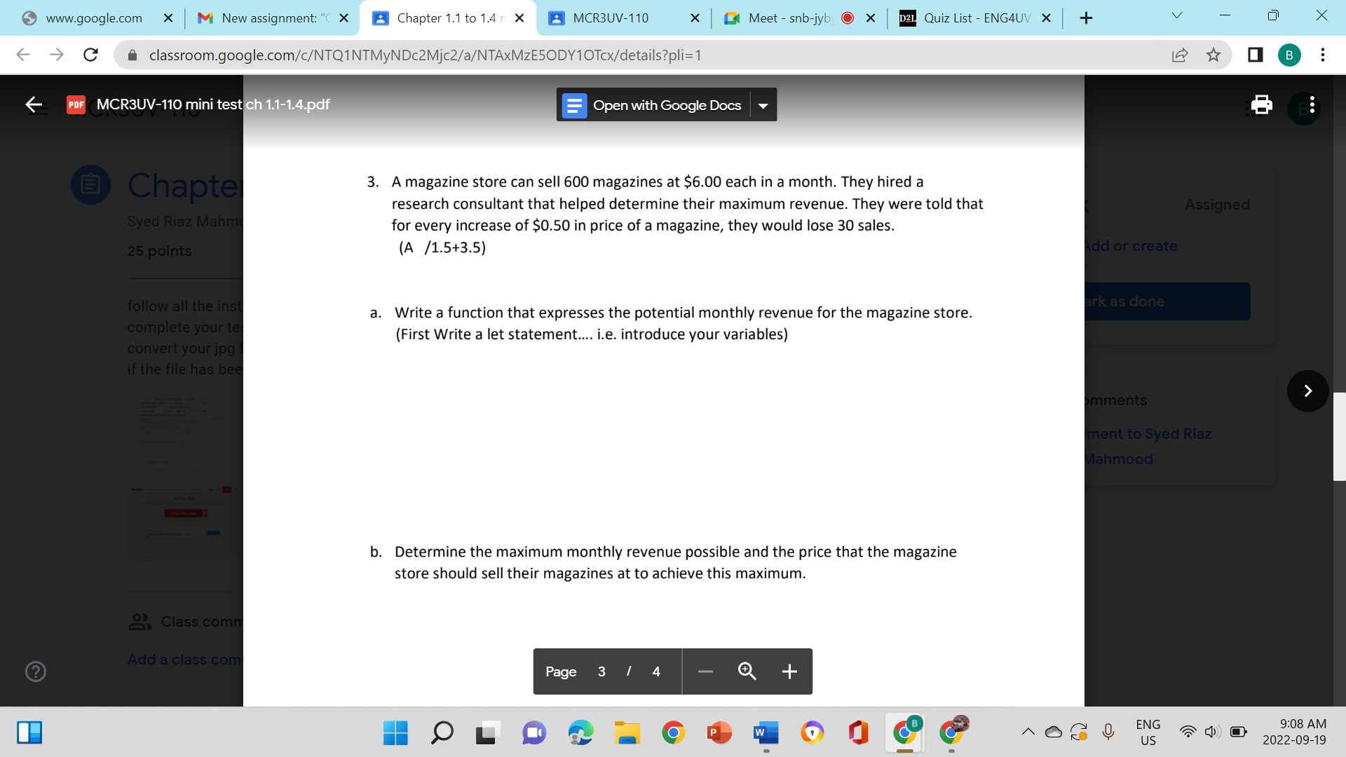1.4 n X MCR3UV-110 X Meet - snb-jyb) O x D2L Quiz