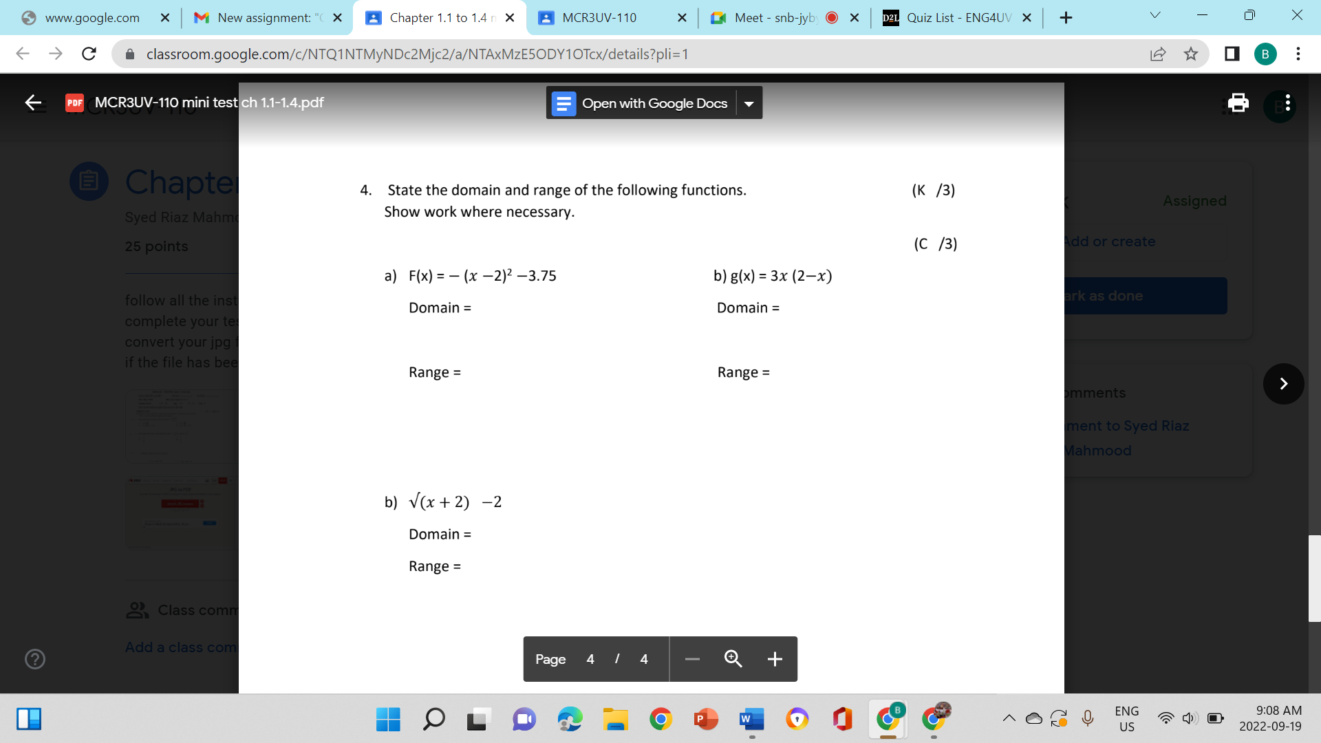 List - ENG4UV X + V X A classroom.google.com/c/NTQ1NTMyNDc2Mjc2/a/NTAxMzE50DY10Tcx/details?pli=1 B . ..