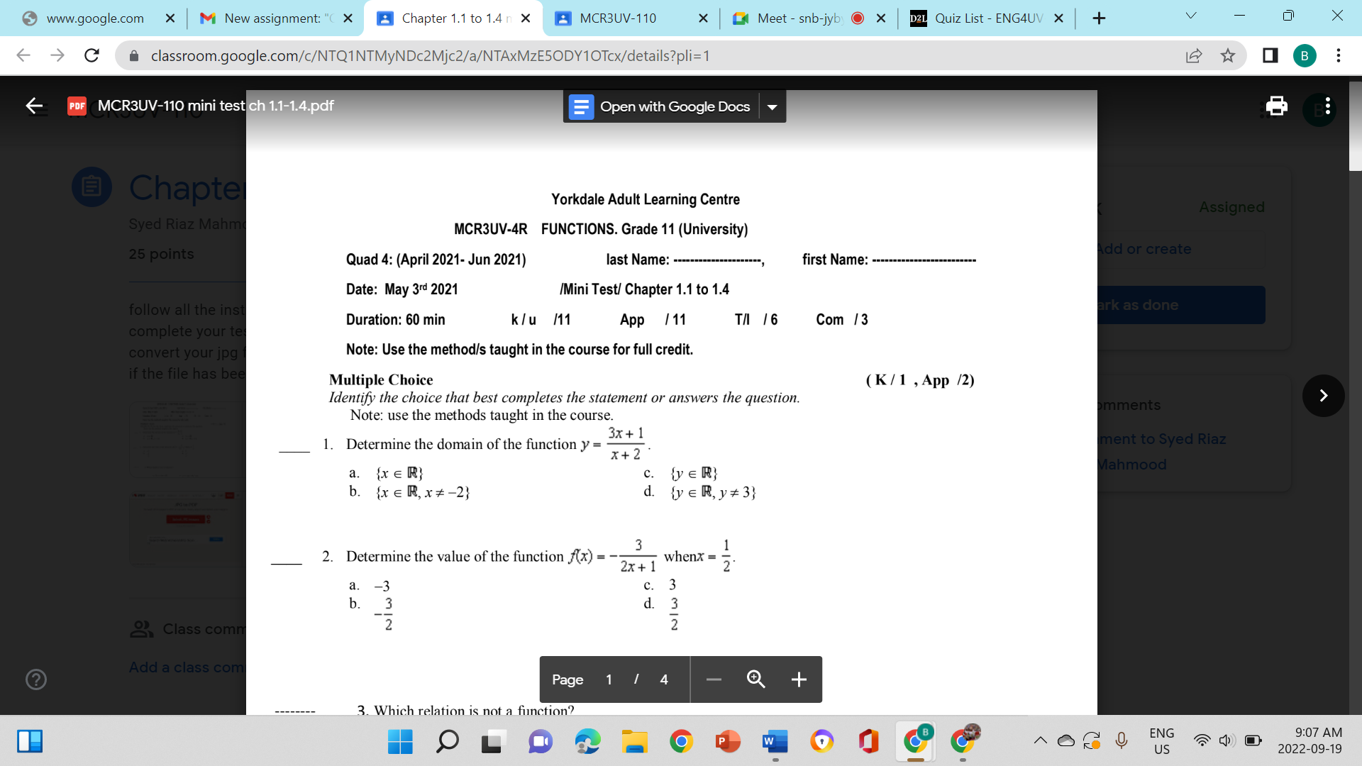 Chapte Problems: show all steps of work for full credit. Assigned Syed