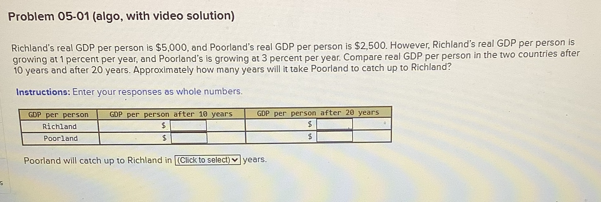  Problem 05-01 (algo, with video solution) Richland's real GDP per person