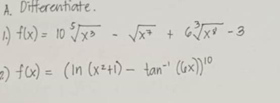Differentiate. 1.) f(x ) = 10 1 x3 + 3 x8