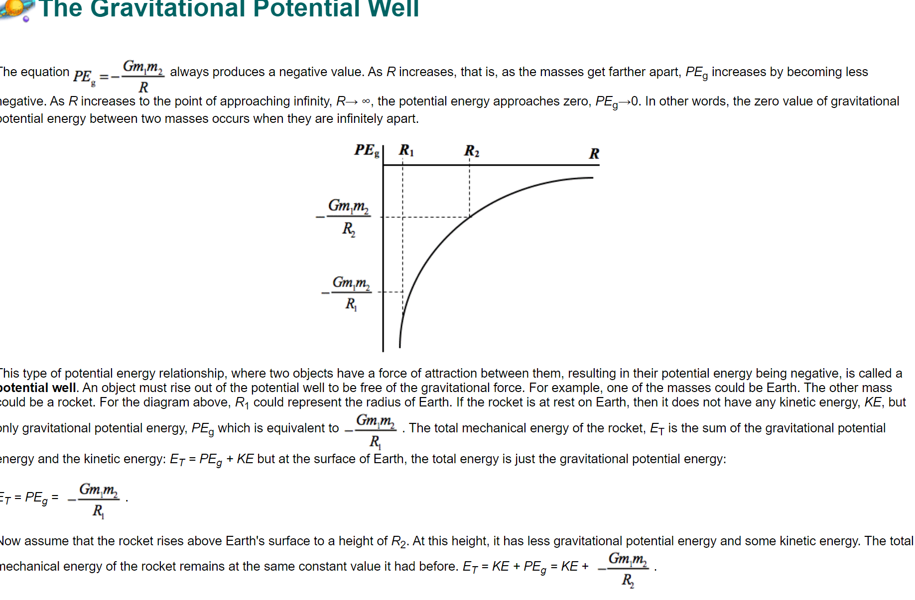 Gravitation states that the force of gravitational attraction between two masses, m,
