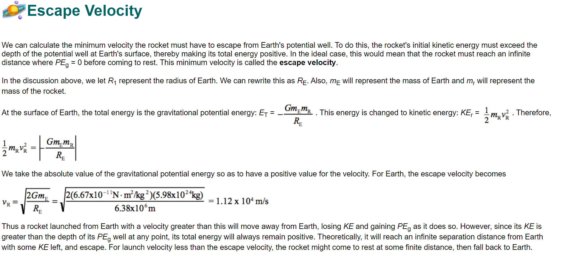 and m2, at any separation distance, R, is given by F =-