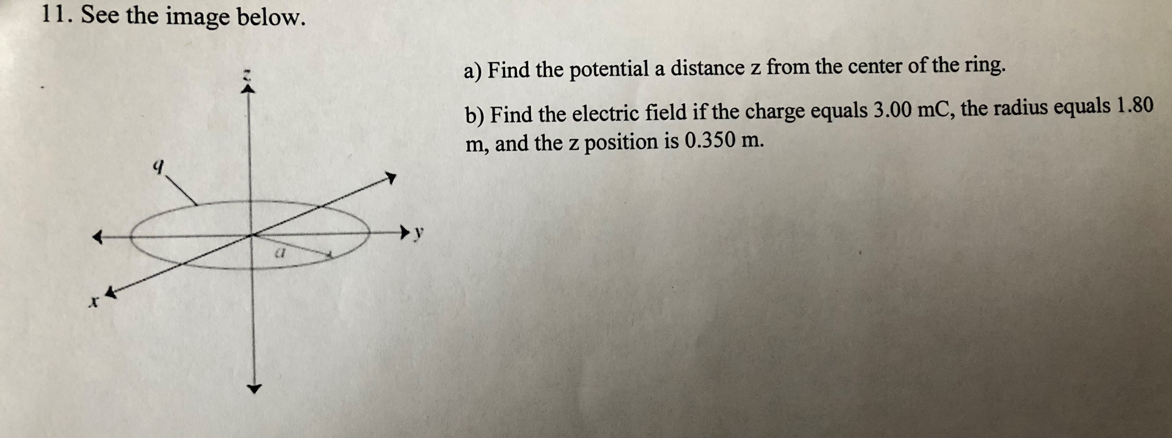  1 1. See the image below. a) Find the potential a