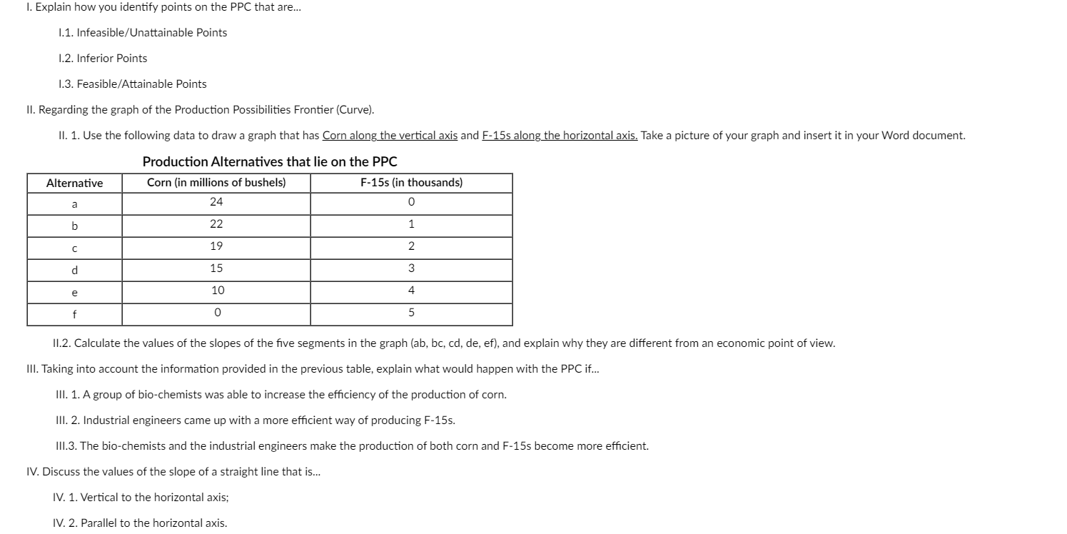 |. Explain how you identify points on the PPC that are...