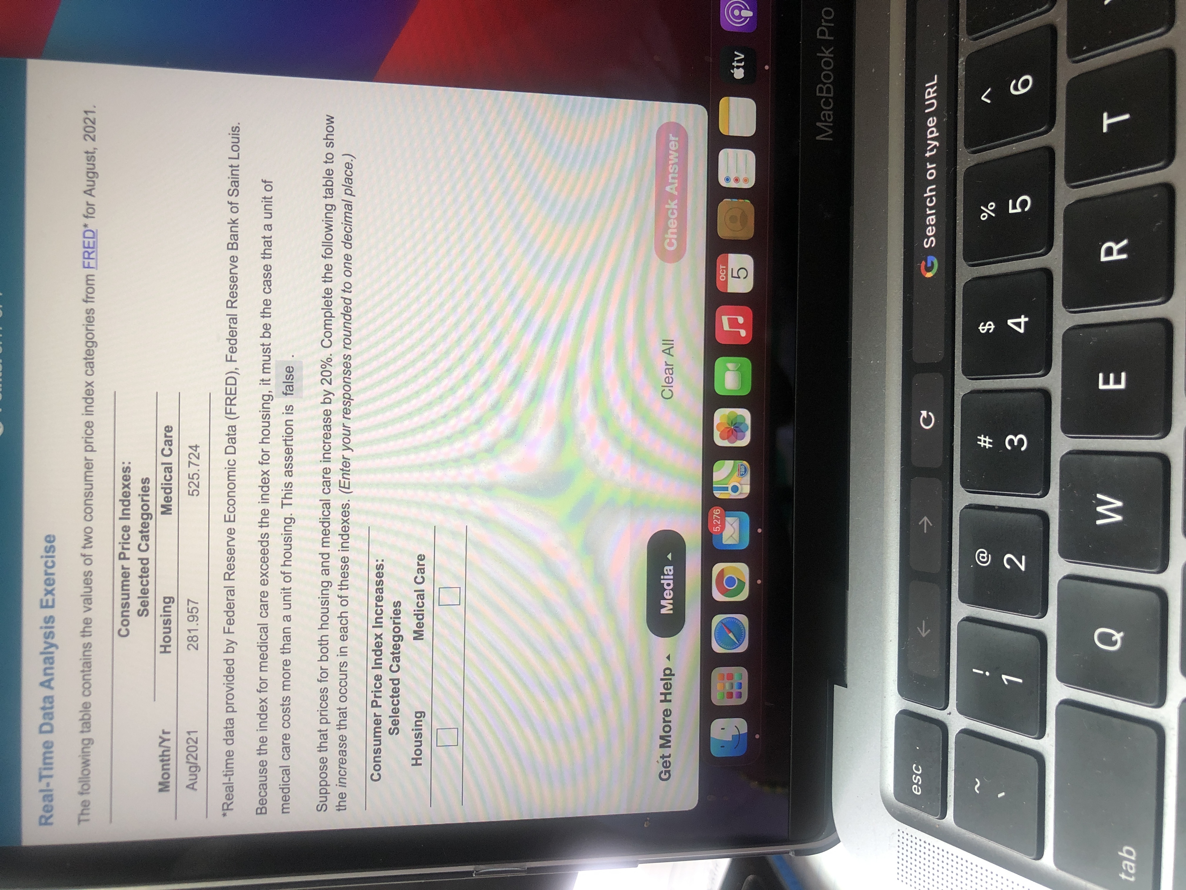  Real-Time Data Analysis Exercise The following table contains the values of