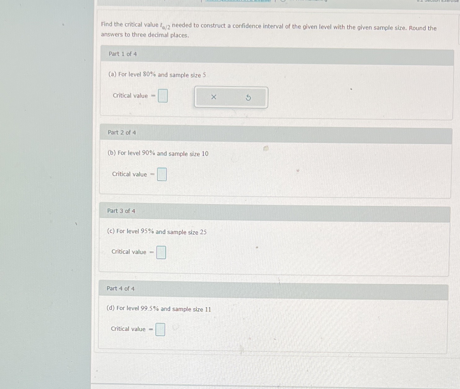 Find the critical value to 2 needed to construct a confidence