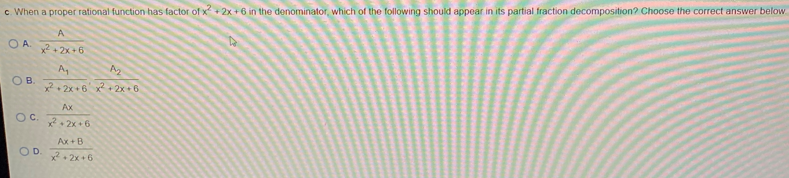 C O A. (x- 4)3 A1 A2x A3x 2 + B2x O