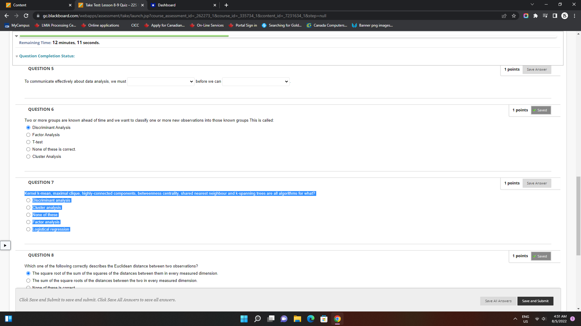  Content * Take Test: Lesson 8-9 Quiz - 225 | >