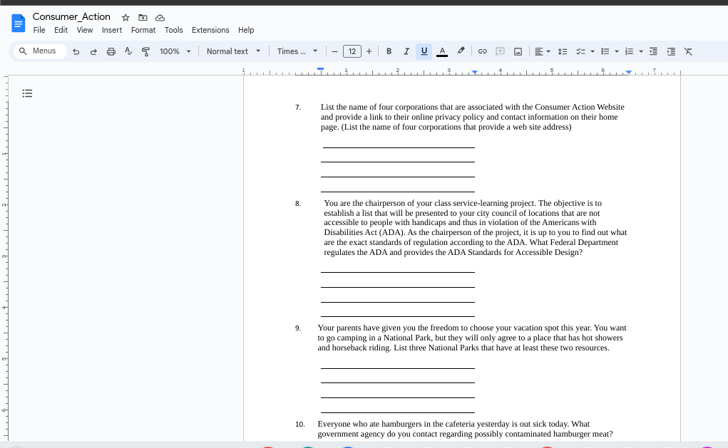  Consumer_Action # 6 & File Edit View Insert Format Tools Extensions