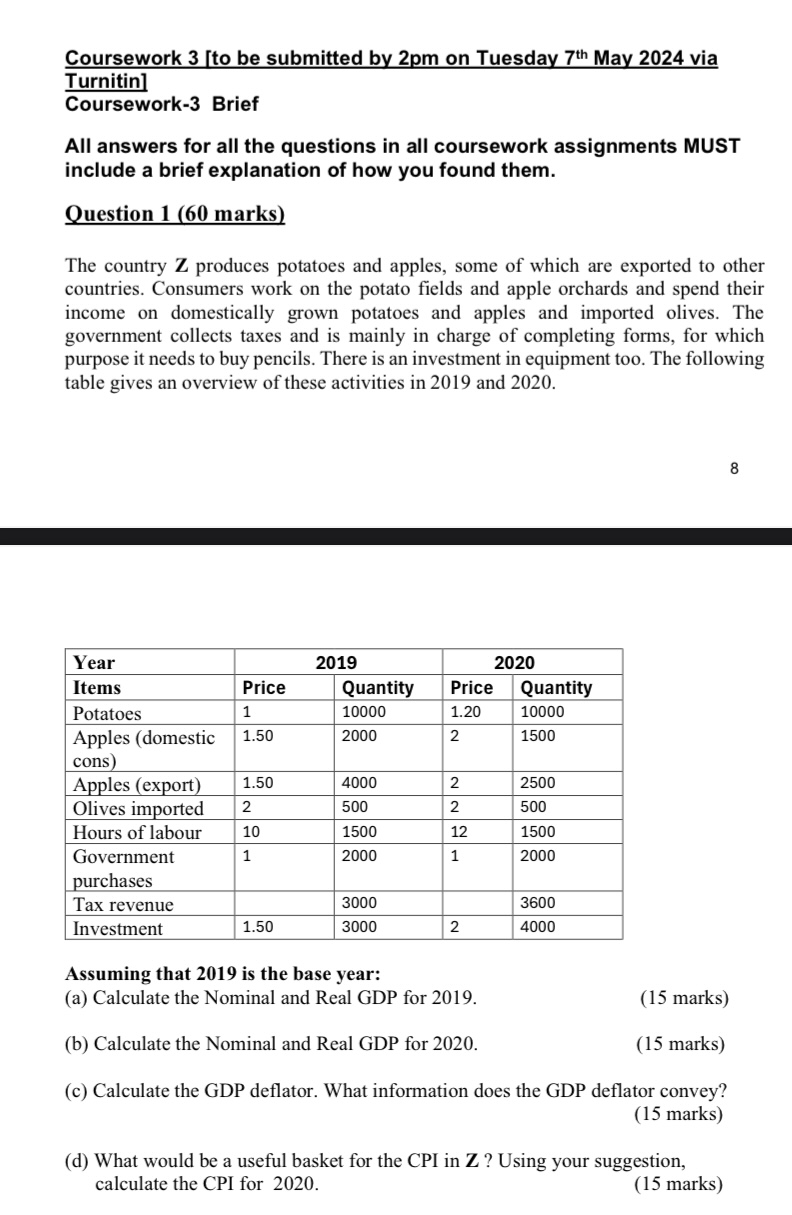  Coursework 3 [to be submitted by 2pm on Tuesday 7th May
