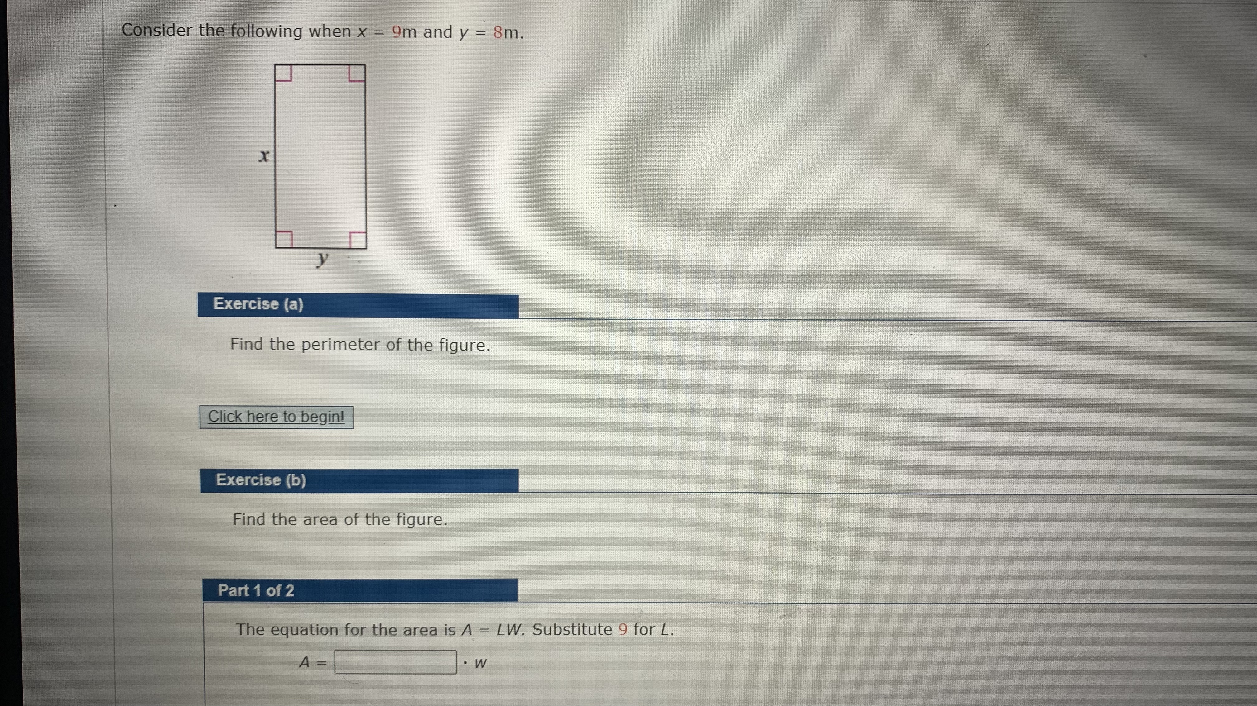 X Exercise (a) Find the perimeter of the figure. Part 1 of