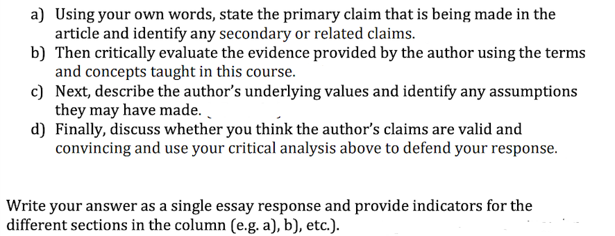 Answer the question below using the article a) Using your own words,