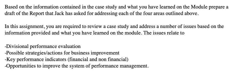 Based on the information contained in the case study and what