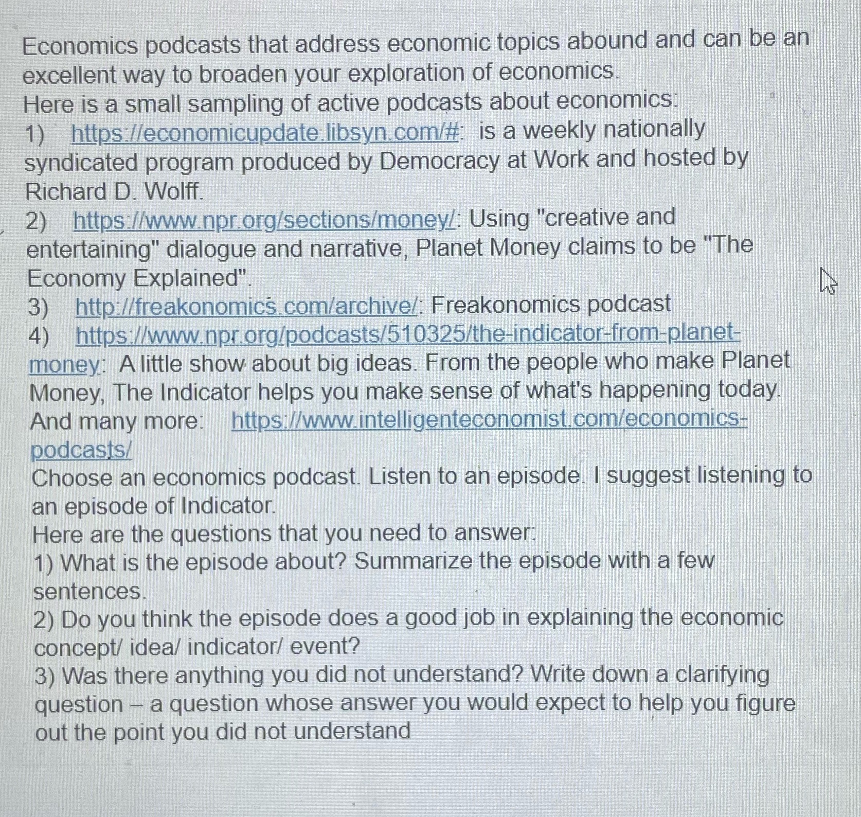 pick one from the 4 and answer the 3 questions blow thank