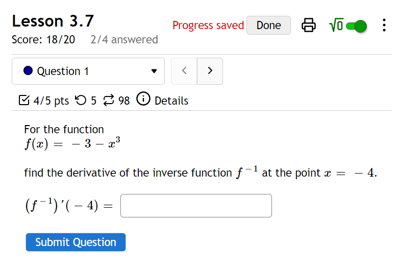  Lesson 3.7 Progress saved Done & VOO . . . Score: