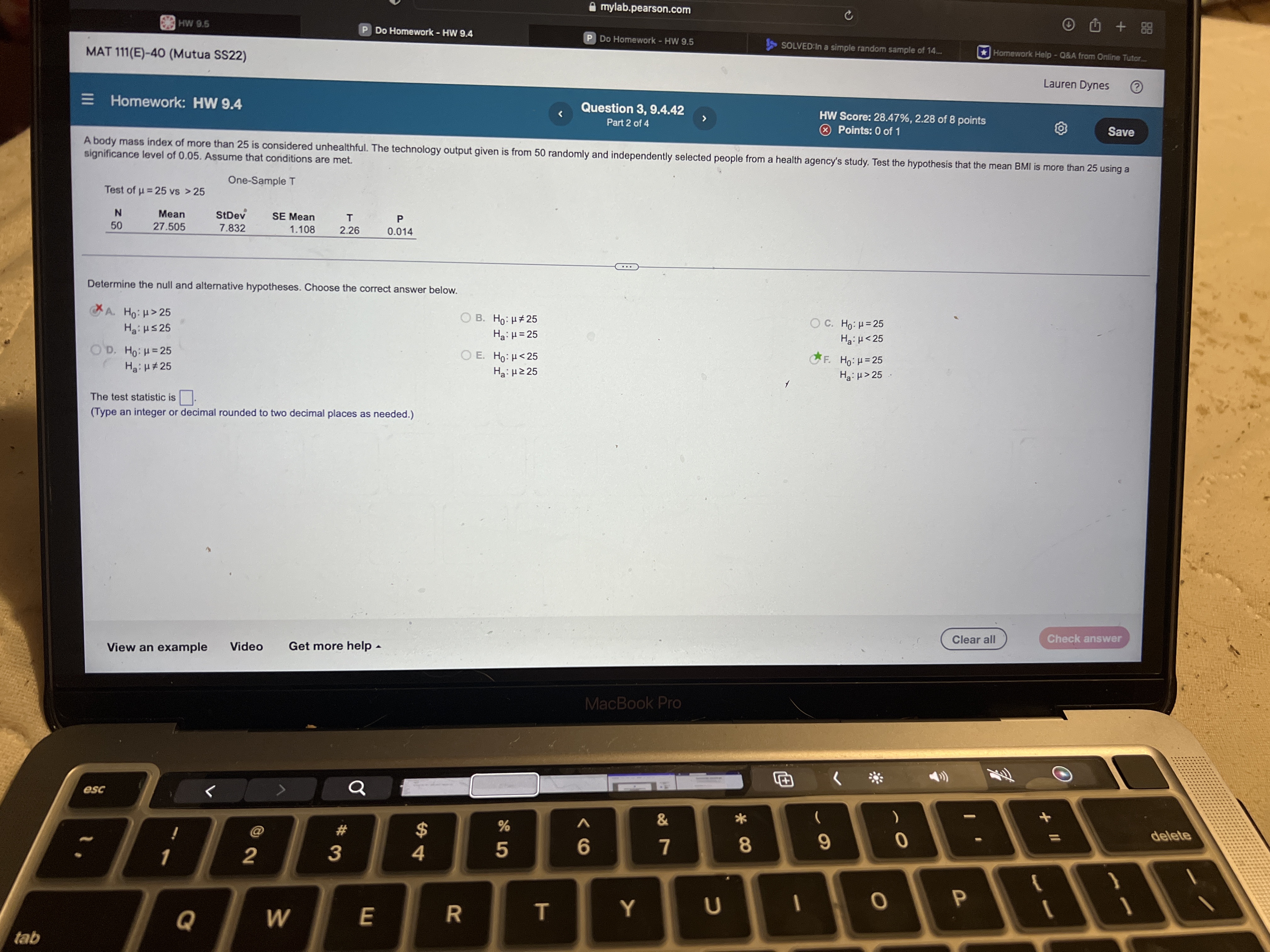  mylab.pearson.com + 88 HW 9.5 P Do Homework - HW 9.4