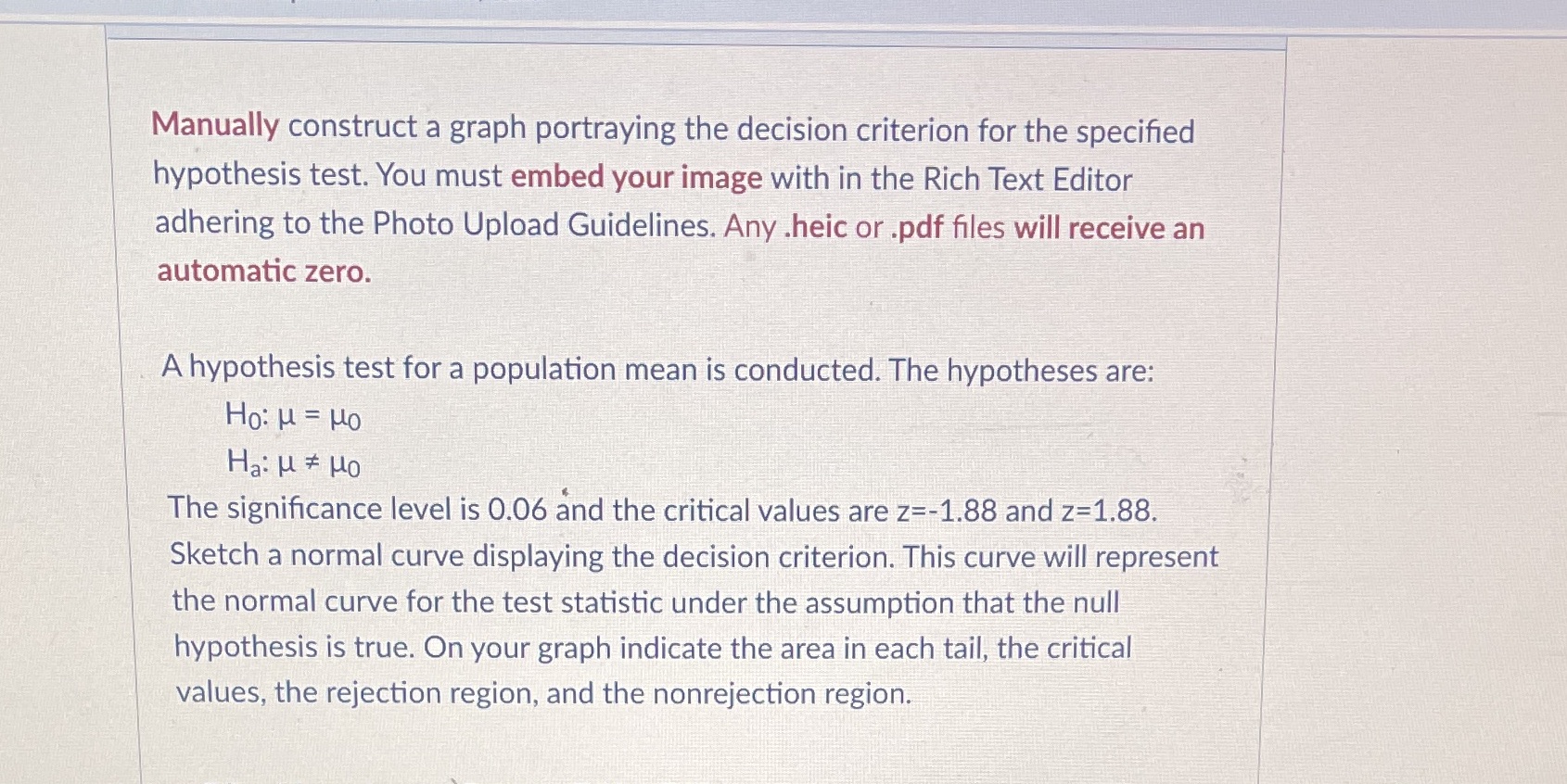  Manually construct a graph portraying the decision criterion for the specified