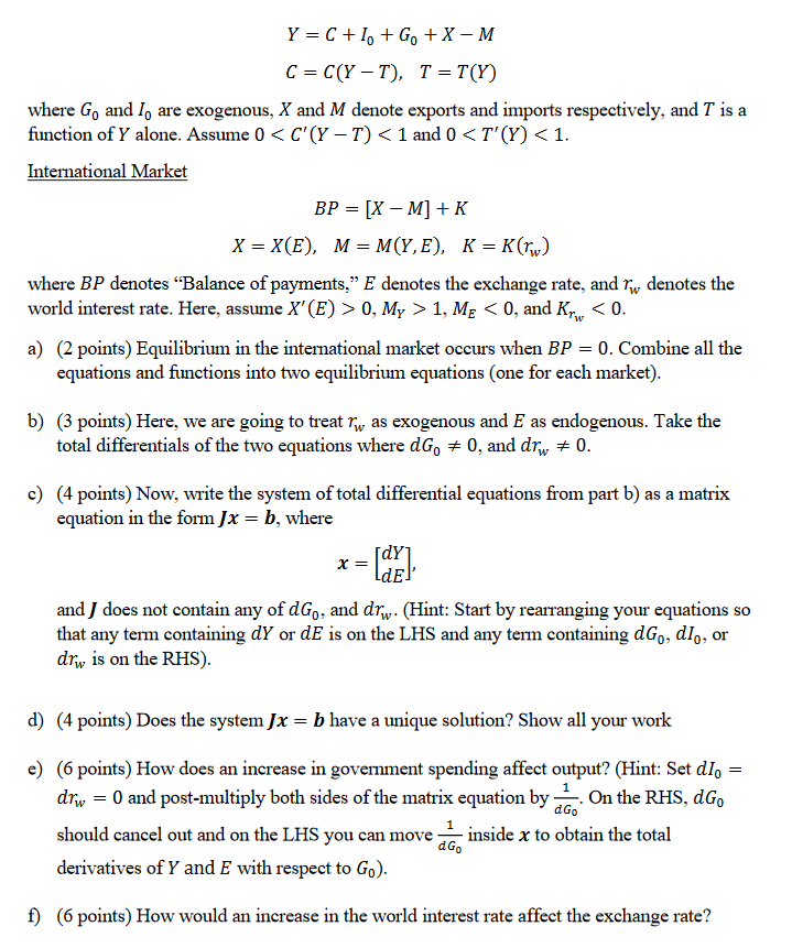 Y =C+lo+Go+X -M C = C ( Y - T), T
