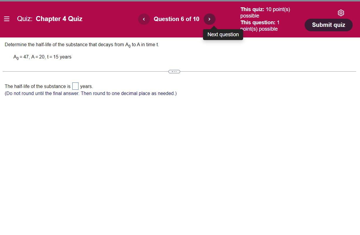 not simplify.) -iei This quiz: 10 point(s) Quiz: Chapter 4 Quiz Find