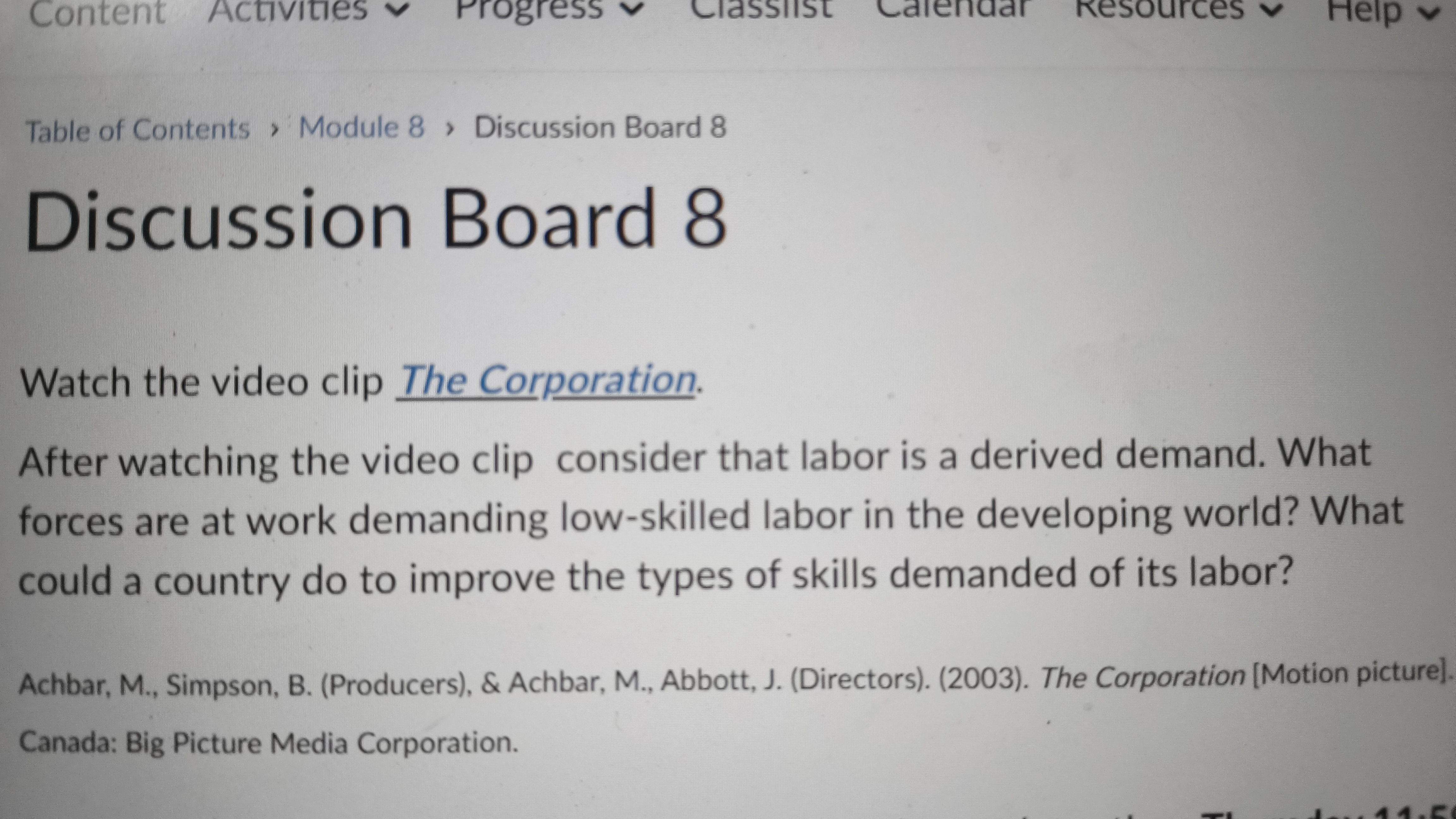  Content Activities v Progress v Classlist Calendar Resources v Help v