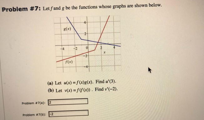  Problem #7: Let f and g be the functions whose graphs