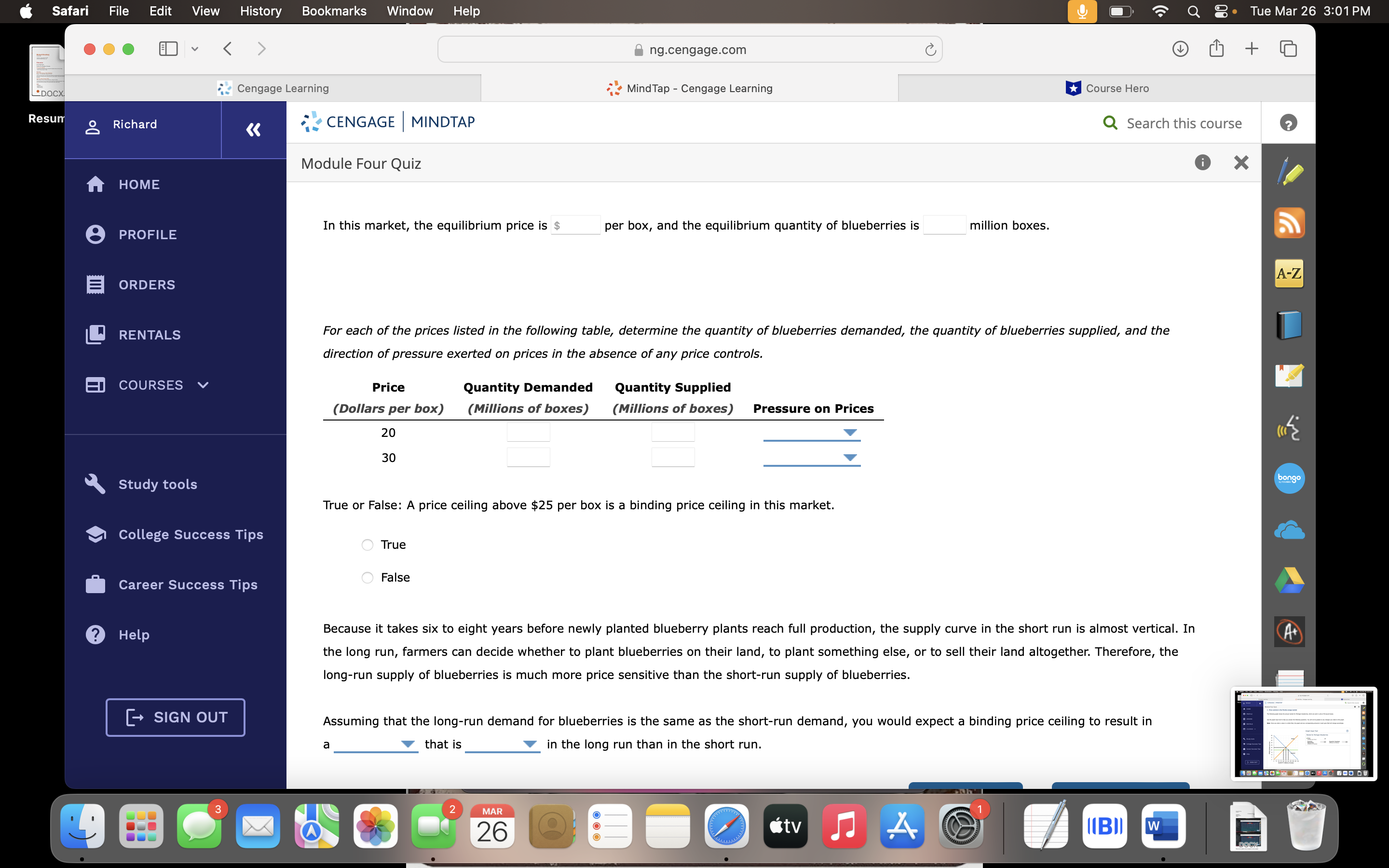 26 3:01PM ng.cengage.com + Cengage Learning 2% MindTap - Cengage Learning B