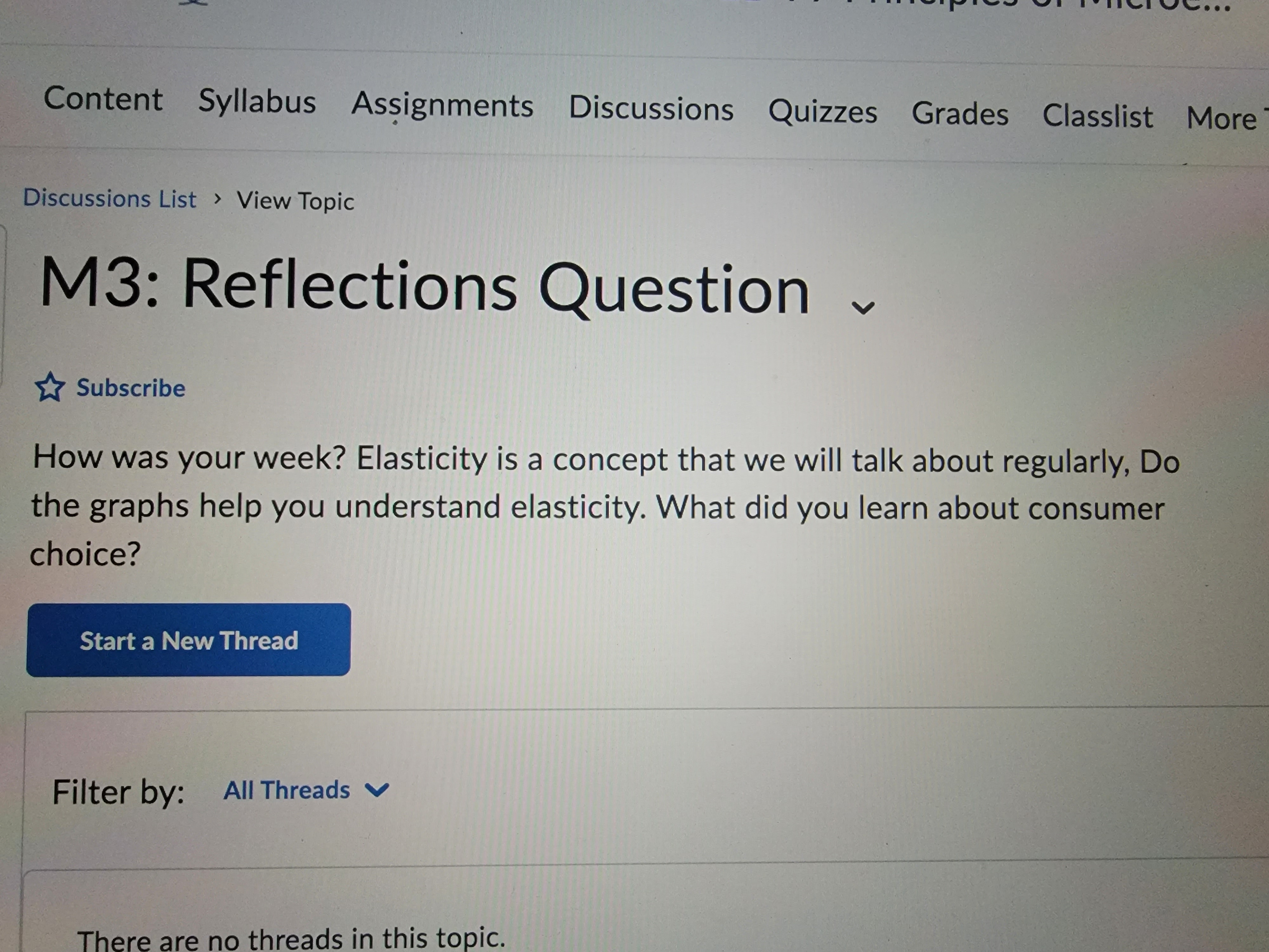  Content Syllabus Assignments Discussions Quizzes Grades Classlist More Discussions List >