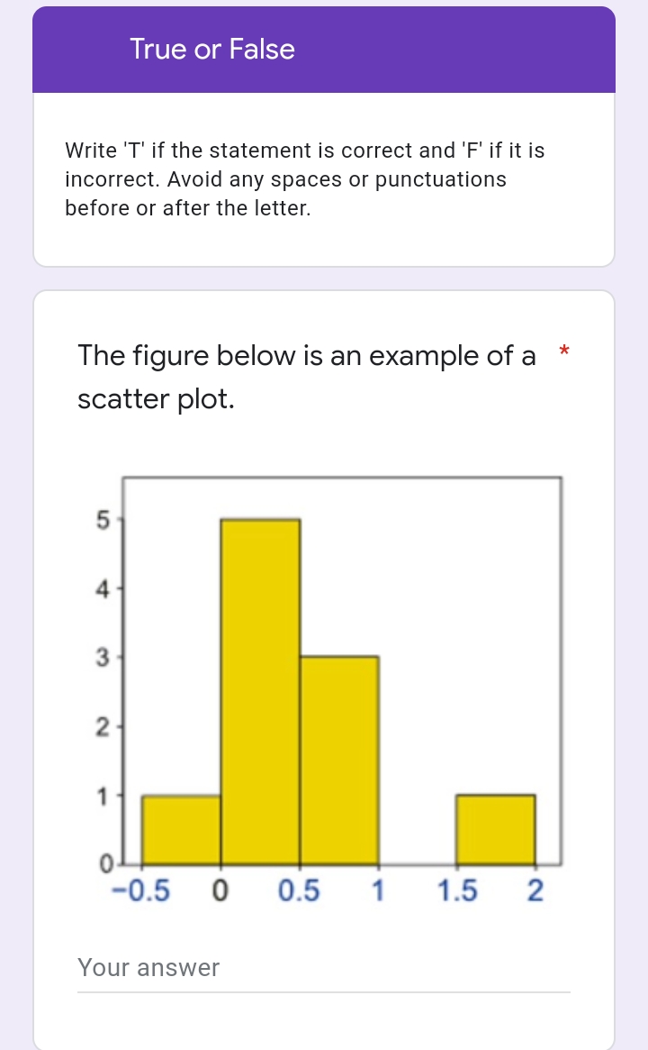  True or False Write 'T' if the statement is correct and