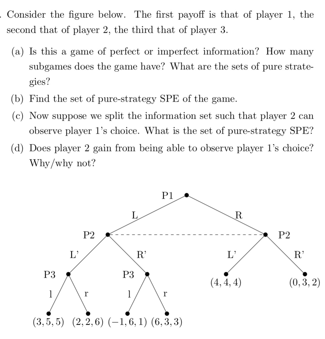  . Consider the gure below. The rst payoff is that of