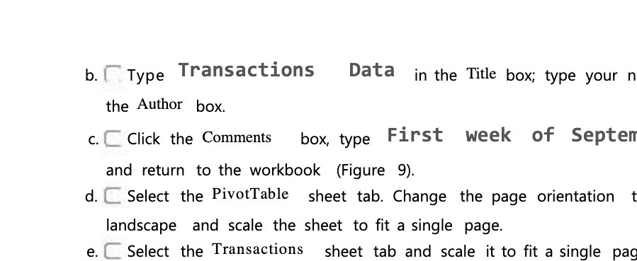  b. Type Transactions Data in the Title box; type your n