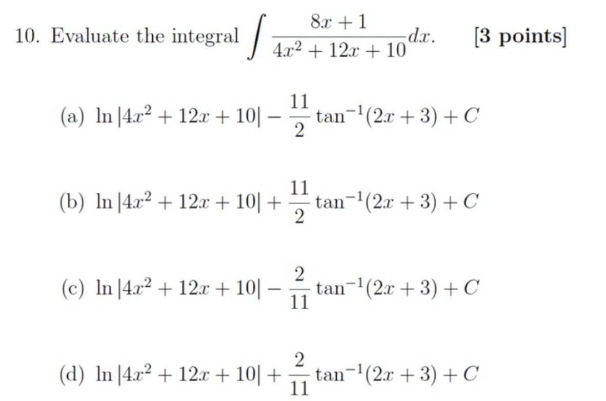 a3 + 1| + tan '(x + 1) + C (d) 23