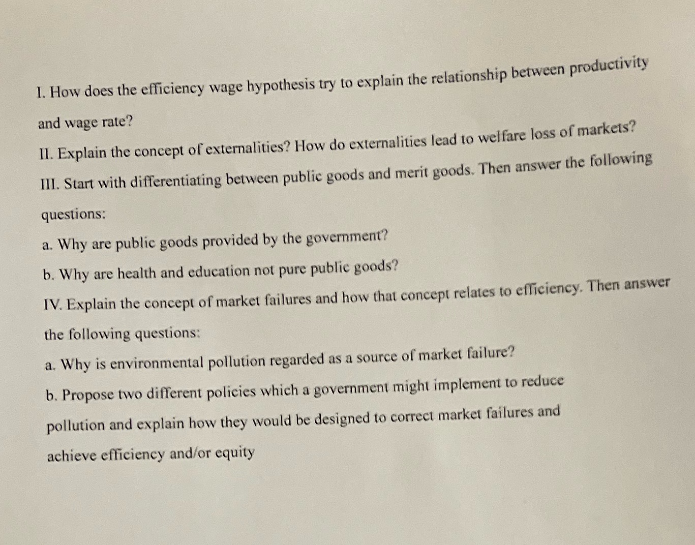  1. How does the efficiency wage hypothesis try to explain the