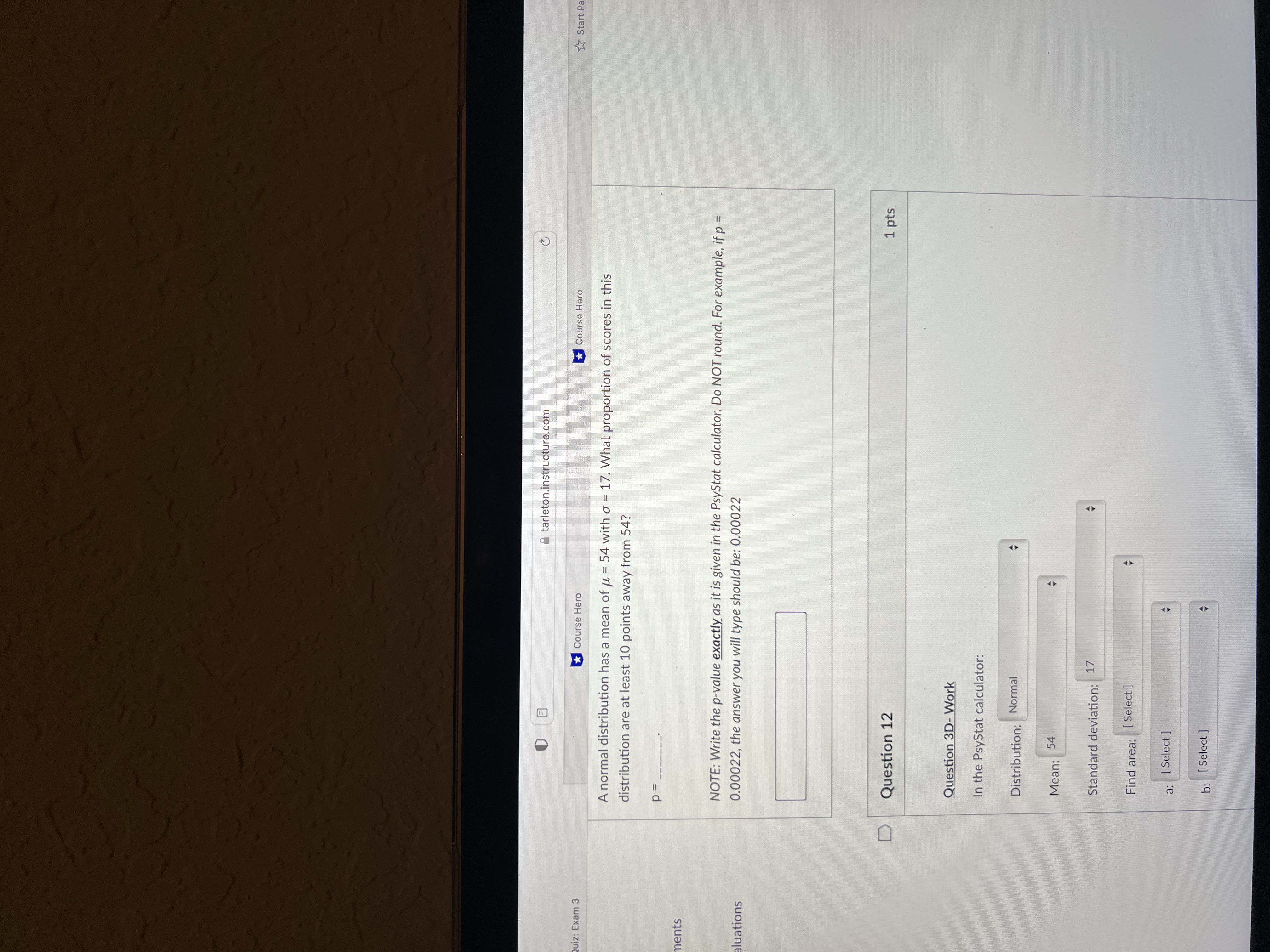  tarleton.instructure.com uiz: Exam 3 Course Hero Course Hero Start P A