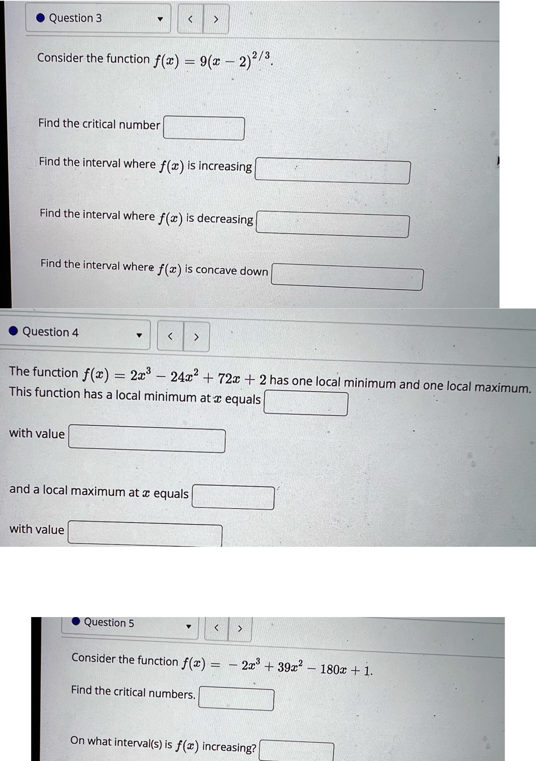  . Question 3 Consider the function f(x) - 9(x - 2)