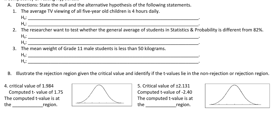  . _._...r..-....-, _. . """a ..,r_-....-.- A. Directions: State the null