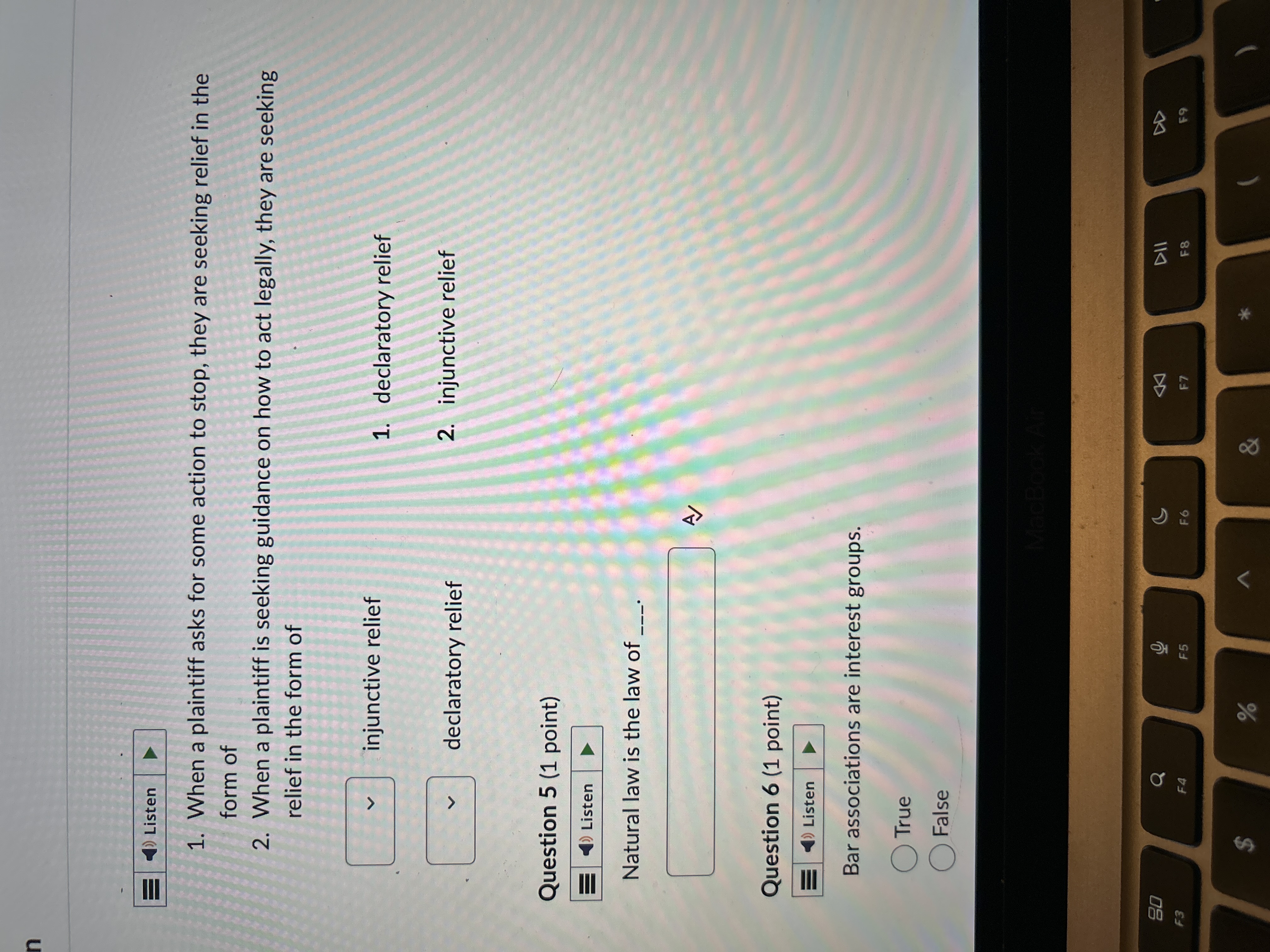 Listen 1. When a plaintiff asks for some action to stop,