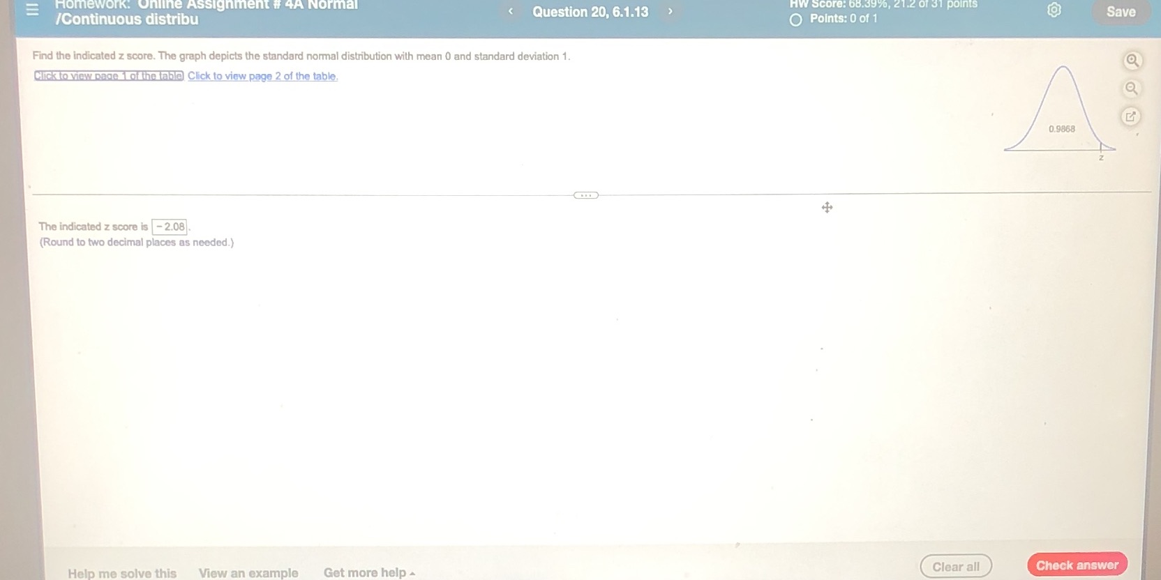 HW score: bb Question 20, IContinuous distribu points: O of 1 Find