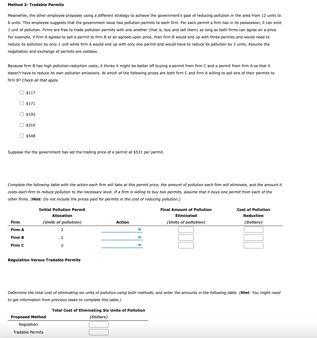 Dollars) Regulation tradable permits Method 2: Tradable Permits Meanwhile, the other employee