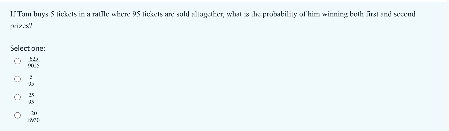 is Select one: Q 34 O 1300 O 12 O 30 Data